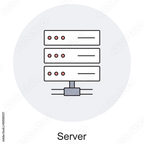 Server Icon, Web Server, Data Server, Cloud Hosting, Network Server, Illustration, vector