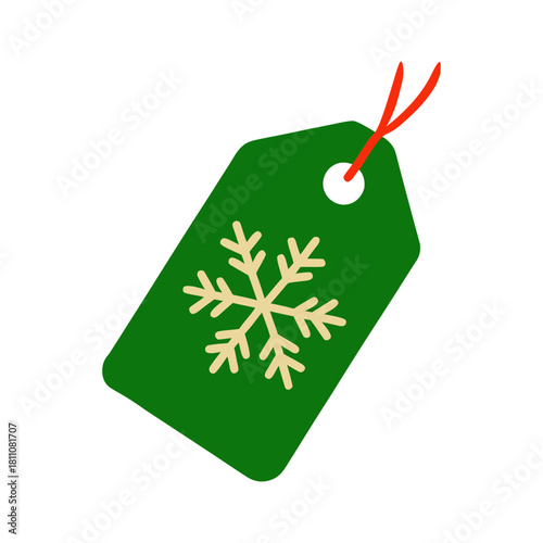 Brown Paper Gift Tag With Hand Drawn Snowflake Tie