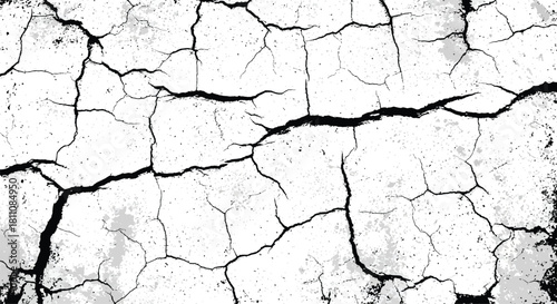 Ground split fracture line. Wall crack black silhouettes, earthquake effect. Fissure top view, surface damage and holes racy vector elements