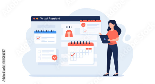 Streamline Your Business with a Virtual Assistant Managing Schedules and Tasks on a Digital Calendar, Perfect for Boosting Productivity and Efficiency
