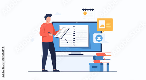 Modern professional planning project using creative digital tools, visualize task management, business strategy, schedule organization, and workflow optimization