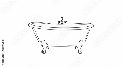 Vintage Clawfoot Bathtub with Faucet and Drain.