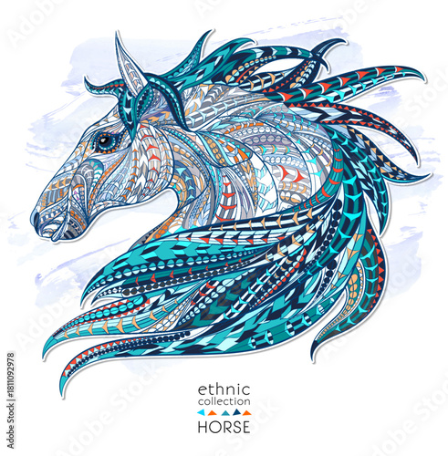 Patterned head of the horse