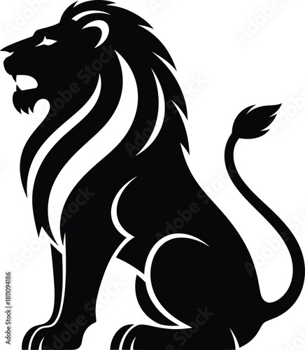 Black lion vector illustration majestic king of beasts logo design icon eps silhouette