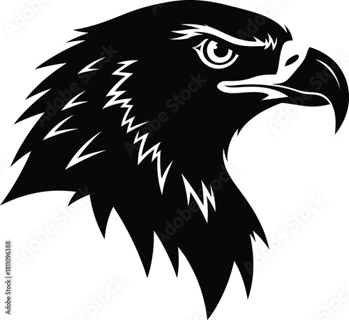 Eagle head vector illustration black and white bird of prey design art eps silhouette