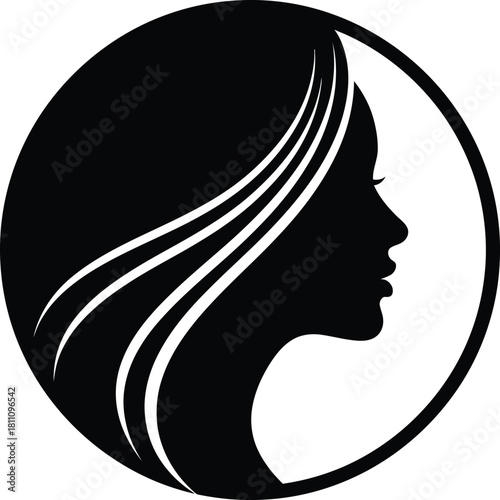 Woman silhouette logo design for beauty salon and hair stylist branding eps