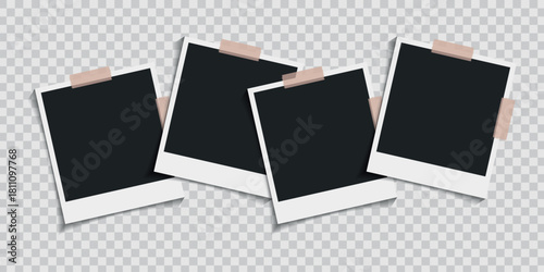 Realistic polaroid empty photo frame mock up with shadow Vector illustration