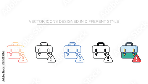 Business Failure line icon set vector stock with white background