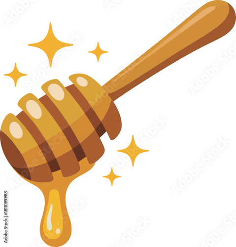 Golden honey dipper with sweet dripping natural bee product