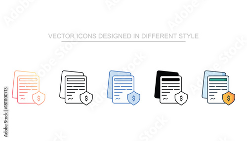Insurance Policy line icon set vector stock with white background