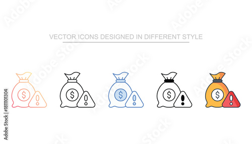 Financial Risk line icon set vector stock with white background