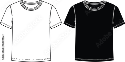 White and black t shirt template mockup for fashion design presentation eps silhouette
