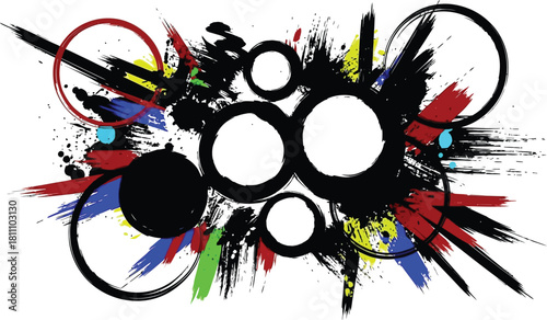 Big set of blots and vector abstract elements. Black inked splatter dirt stain splattered spray splash with drops blots isolated.