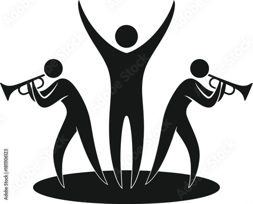 Orchestra concert icon set with classical musicians performing vector illustration silhouette