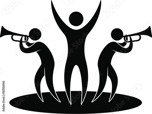 Orchestra concert icon set with classical musicians performing vector illustration silhouette