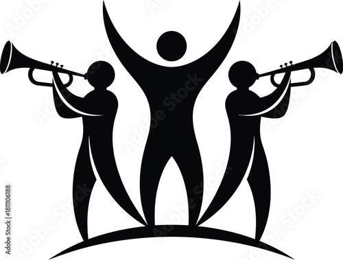 Orchestra concert icon set with classical musicians performing vector illustration silhouette