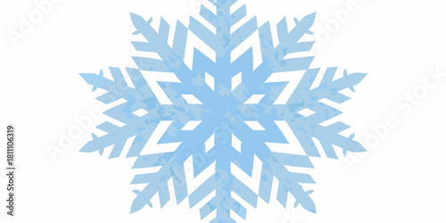 Light blue snowflake with grunge texture on white background