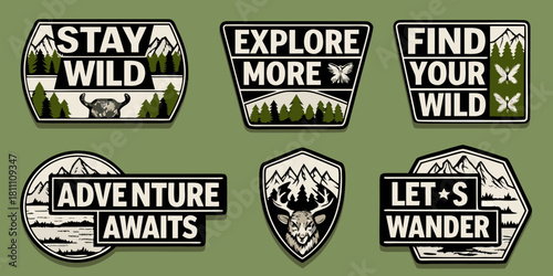 Collection of outdoor adventure and nature themed vector badge designs