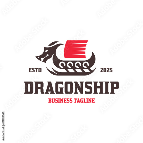 dragon ship logo vector