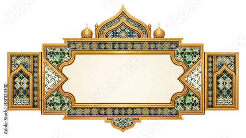 Ornate Arabic Frame with Detailed Geometric Design for Elegant Graphic Display