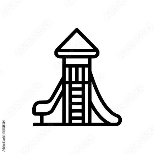 Outline playground slide tower icon vector image for kids park outdoor play equipment fun activity and recreation