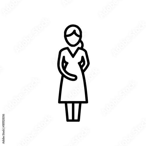 Pregnant woman outline vector icon illustration pregnancy motherhood expecting mother maternity family design concept