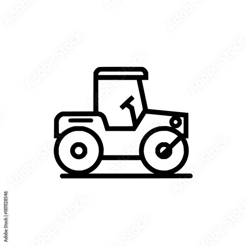 Road roller vehicle construction equipment heavy machinery engineering transport compactor icon design vector