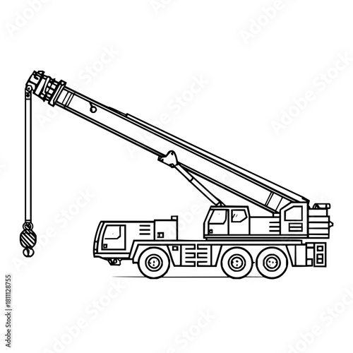 Outline crane truck construction equipment heavy machinery vehicle engineering industry transportation design