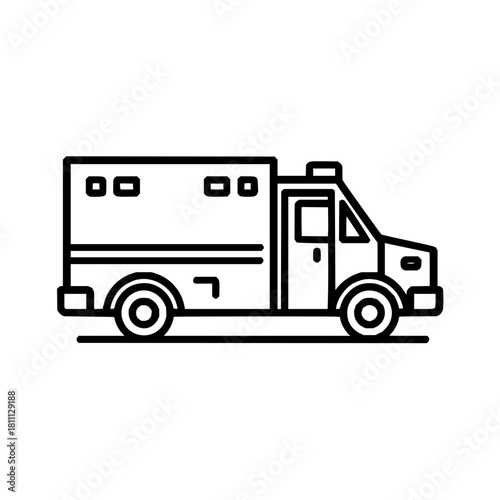 Outline armored truck security transport vehicle bank money finance cash currency delivery service icon vector