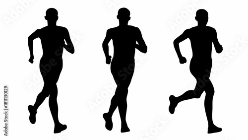 Dynamic Runner Silhouettes Sprinting to Success, Perfect for Fitness Campaigns and Athletic Brands, Expressing Energy and Motion, Originally a Scalable Graphic