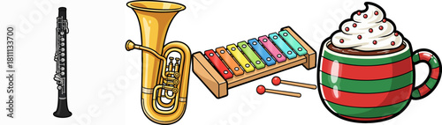 Musical Instruments and Festive Drink Collection