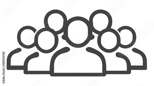 Group of people icons, outline vector graphic representing team, community, users, social network, and crowd.