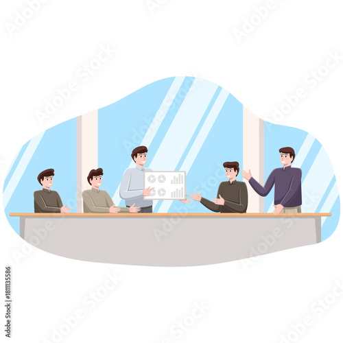 The Employees are Having a Meeting in the Meeting Room Discussing Their Project.