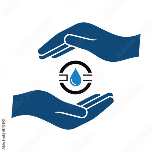 Protecting our precious water resources with care hands symbol, a vital message for conservation and sustainability, secure future for the next generation