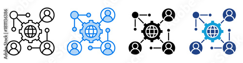 Networking icon set multiple style collection