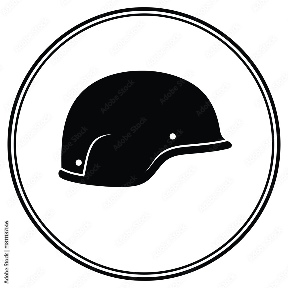 Fototapeta premium Military helmet icon inside circle offers protection and safety for brave soldiers or security personnel in dangerous situations on the frontline