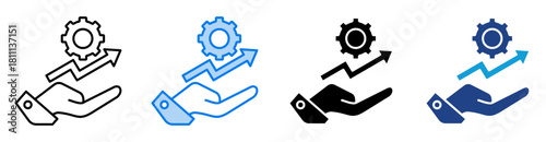 Growth icon set multiple style collection