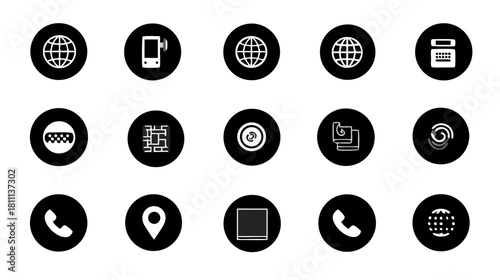 Collection of essential communication and digital service vector icons. Modern web technology, internet, mobile, and location symbols.
