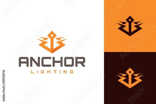anchor lighting logo vector