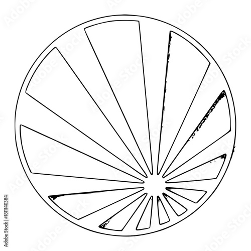Minimalist outline drawing of a citrus fruit slice vector illustration for coloring page and educational resources use vector
