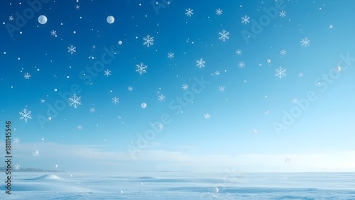 푸른색 그라데이션 배경 위 눈송이가 내리고있다 함박눈 Snowflakes are falling on the blue gradation background