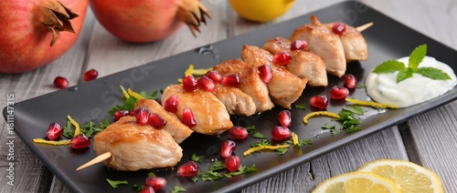 Mini chicken kebabs appetizer.