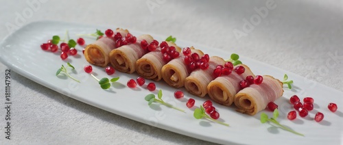 Vibrant pork bite-sized appetizers with pomegranate