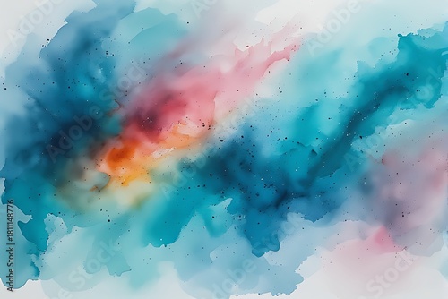 Stunning vibrant watercolor wash background with teal, pink, and orange hues perfect for dreamy designs and artistic projects that inspire creativity