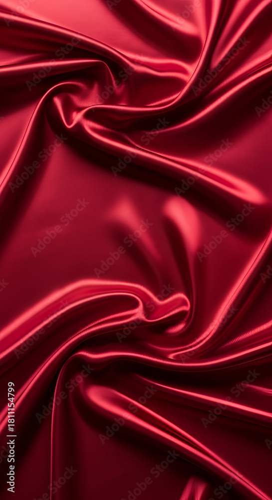 Obraz premium Luxurious Dark Red Silk Satin Fabric Background with Elegant Drapes