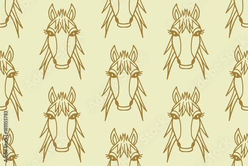 Vector seamless pattern with a horse head. Animal background. Основные RGB