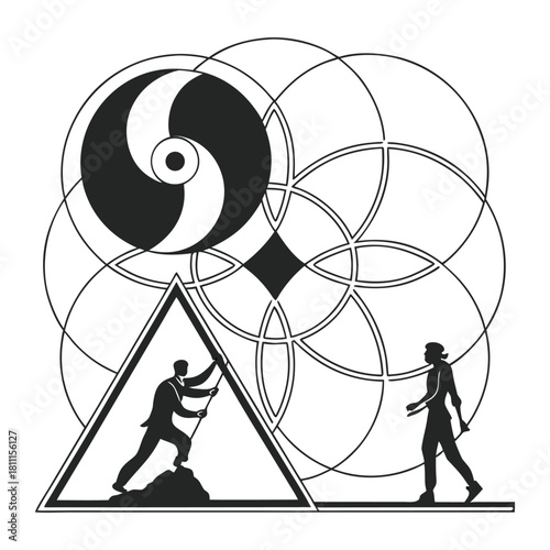 Business Challenge and Geometric Abstraction Illustration