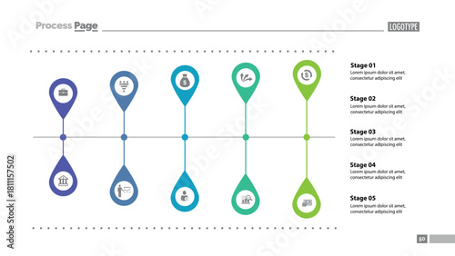 Five stages flow chart slide template