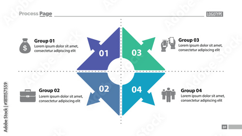 Four group process chart slide template