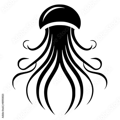 Simple minimalist jellyfish logo silhouette